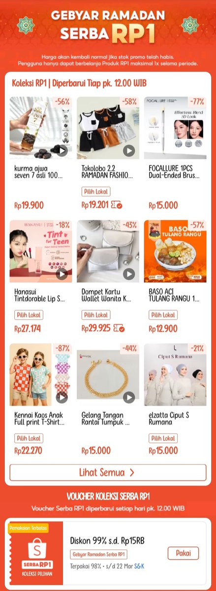 Lia_Ovi's tweet photo. Voucher diskon untuk checkout koleksi tertentu dengan harga akhir Rp1 di periode Big Ramadan Sale.

Selama Ramadan, bisa checkout barang Rp1 di Shopee 🤩😍

#ShopeeBigRamadanSale #GebyarRamadanSerbaRP1 
#fyp #fyptwitterviral https://t.co/sIvBNtcSoT