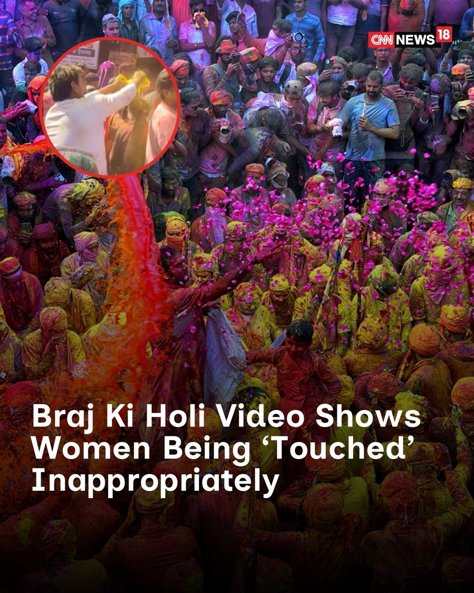 CNNnews18's tweet image. While Holi is known for playful colour-smearing, the footage appears to show some men touching women inappropriately

#Holi #FestivalOfColours #harrasment 

news18.com/viral/braj-ki-…