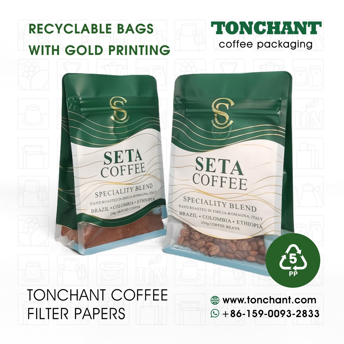 Tonchantpack's tweet image. Shine in gold. Stay green.
Mono-material recyclable coffee bags designed for sustainable premium brands. ♻️
#RecyclablePackaging #EcoFriendlyPackaging #CoffeePackaging #GoldPrinting #SustainableBranding #MonoMaterial #PremiumCoffee #CustomPackaging #GreenPackaging #SokooPackaging