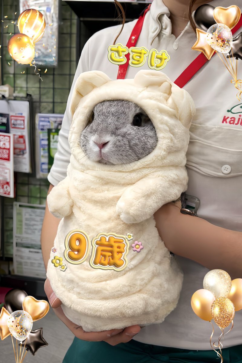 今日は、僕の #9歳 の誕生日🎉🎂 もふもふ💭した物に包まれて、若返っ
