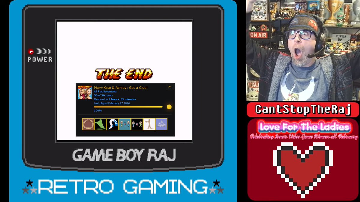 Love for the Ladies finale, and we showed our respect to Mary-Kate &amp; Ashley and completed Get a Clue! on  Game Boy Color. Just so happens we also picked up all the <a href="/RetroCheevos/">RetroAchievements</a> along the way, giving us another Master! youtube.com/watch?v=HHv6qp…