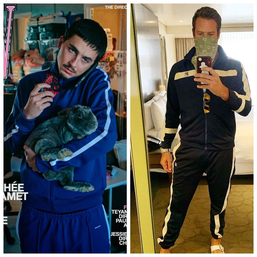 When you get inspired by tuxedo and tracksuit oficionado 😉
#ArmieHammer
#TimotheeChalamet