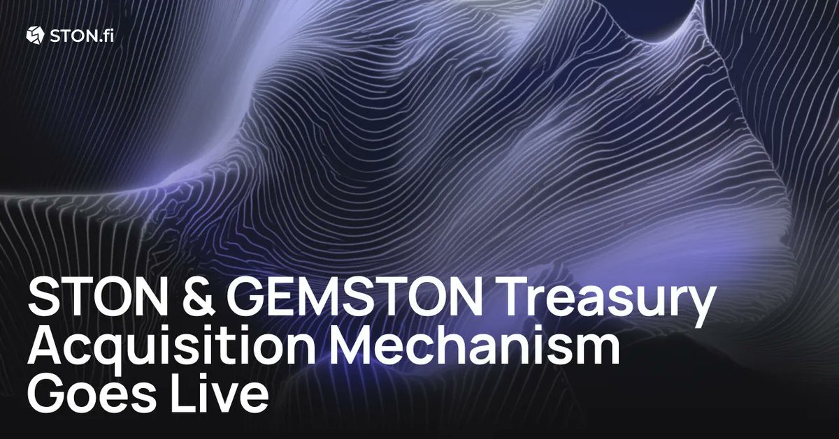🗿 Big move from STON.fi.
The DAO-approved STON &amp; GEMSTON treasury mechanism is now live in test mode.
Protocol fees → auto-converted into STON &amp; GEMSTON.
Testing first. Full deployment next.
Decentralised. Structured. Strategic.
#STONfi #TON #DeFi