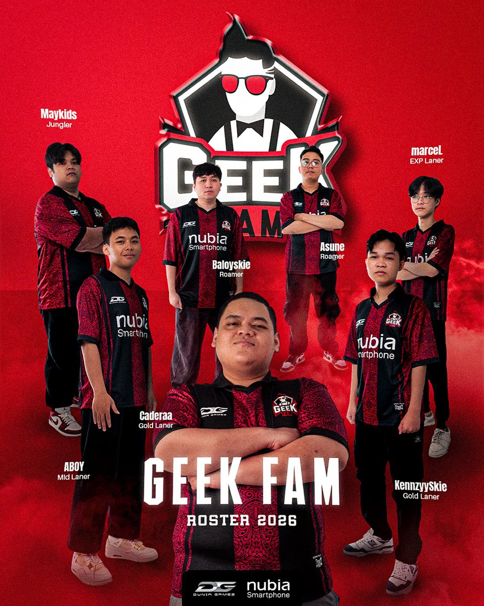 GeekFamID's tweet photo. Geek Fam roster 2026 ๐ฅ
Kombinasi veteran dan nama-nama baru Roster Geek Fam di 2026 dengan target terbaik di tahun ini.
Once a Geek, always a Fam!
#LetsGeekwithnubia
#GeekFamXDuniaGames
#GeekFam
#GeekFamId
#OnceAGeekAlwaysAFam
#LetsGoGeeks https://t.co/wWi4CQaZpZ