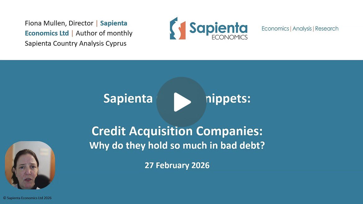 SapientaCY's tweet photo. Why do Cyprus credit acquisitions companies (CACs) hold so much debt and how much of that is interest and other charges? Our director, @FionaMullenCY, crunches the numbers on 13 minutes. #Cyprus #NPLs https://t.co/Adl036kNkZ https://t.co/EI8grSxWMT
