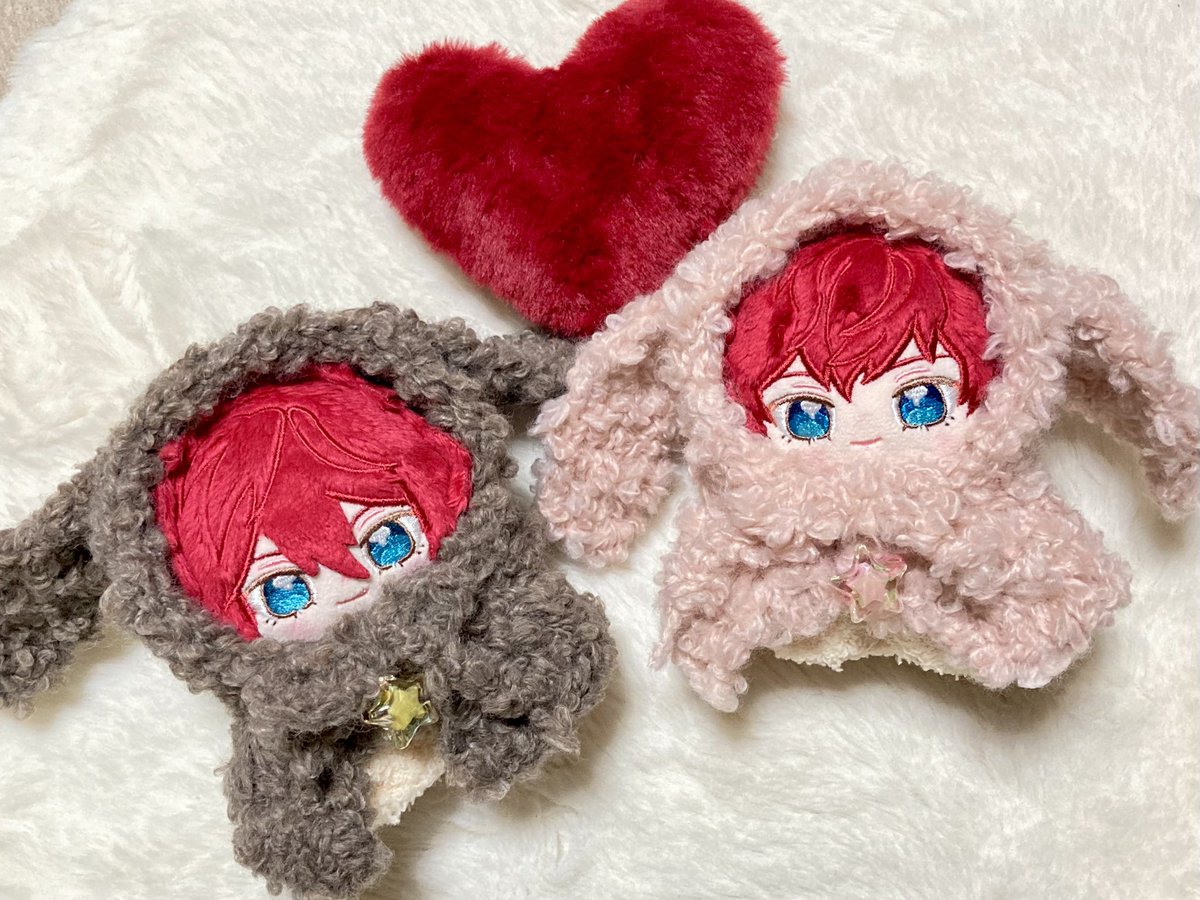 ショコラブラウンわんことマシュマロピンクうさぎのきょうだい