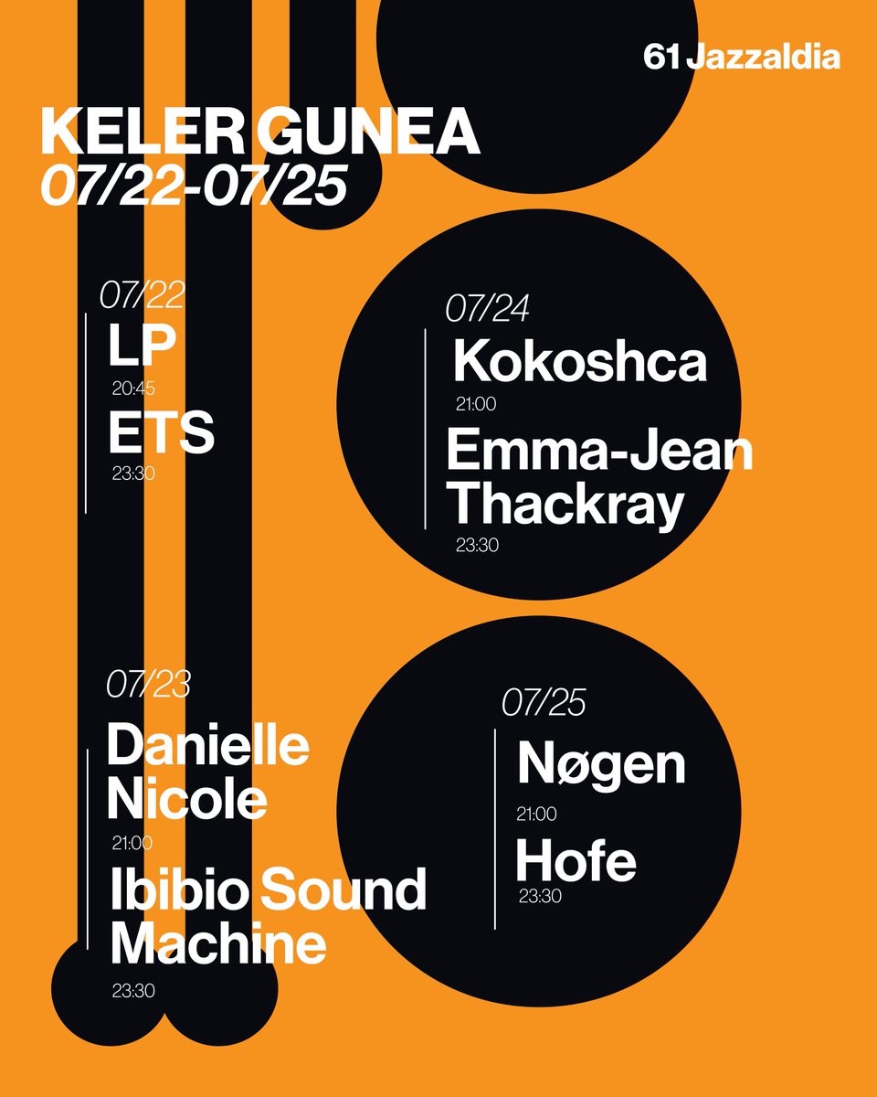 jazzaldia's tweet photo. Hondartzara itzultzeko gogoz? 
Badugu KELER GUNEA agertokiko programazioa 61 Jazzaldirako! 🏖☀️ 

¿Con ganas de volver a la playa? 
¡Ya tenemos la programación de KELER GUNEA para el 61 Jazzaldia! 🏖☀️

📆 22/07: LP + ETS 
📆 23/07: Danielle Nicole + Ibibio Sound Machine 
📆 24/07: Kokoshca + Emma-Jean Thackray 
📆 25/07: Nøgen + HOFE

#Jazzaldia #61Jazzaldia #Jazzaldia2026 #KelerGunea #Donostia #SanSebastian #LiveMusic #BeachConcerts #LP #ETS #DanielleNicole #IbibioSoundMachine #Kokoshca #EmmaJeanThackray #Nogen #HOFE