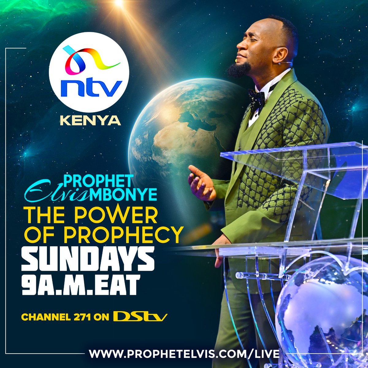ntvkenya's tweet photo. Tune in to NTV Kenya this Sunday at 9:00 AM. for a captivating episode of "The Power of Prophecy" by @Prophet_elvis 

#ProphetElvisMbonye https://t.co/SkkoLe3Sqm