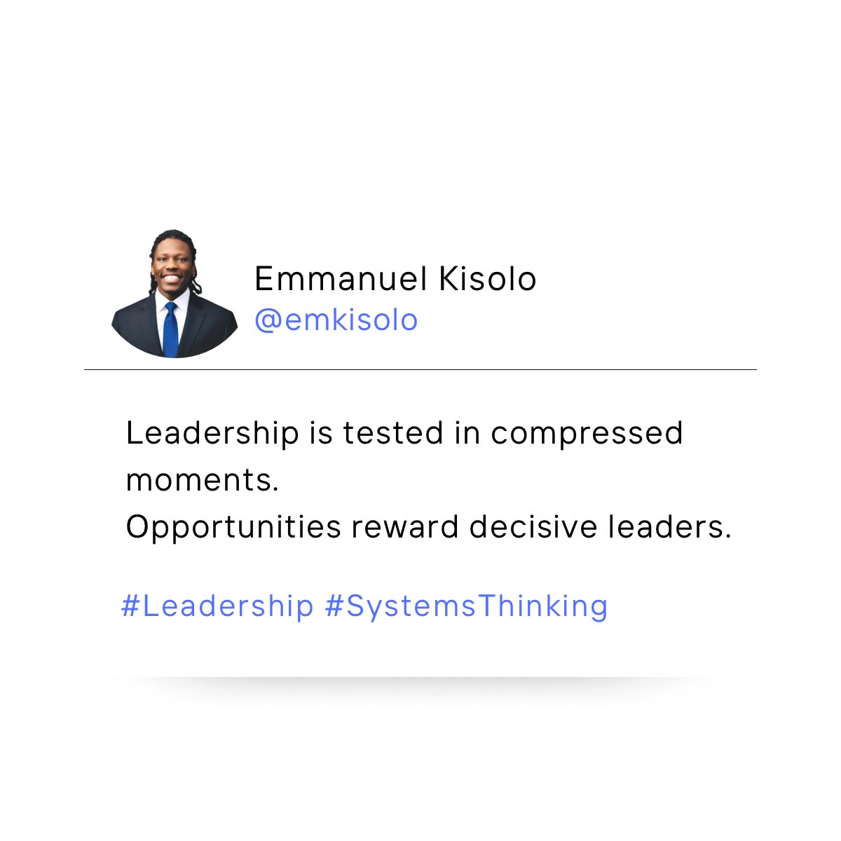 emkisolo's tweet photo. This week I had less than two hours to lead an unexpected creative decision.

Small window. No time to overthink.

So I stepped up, made the call, aligned the team, and we executed.

Result exceeded expectations.

Leadership is tested in compressed moments. https://t.co/PZzfrPxWiO
