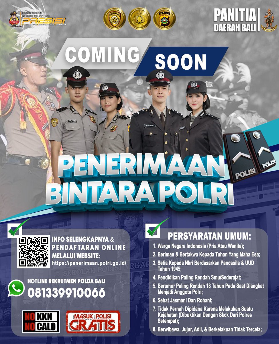 bagsdm1's tweet photo. PENERIMAAN TERPADU CALON ANGGOTA POLRI TA. 2026 https://t.co/2LeLiGWGSK