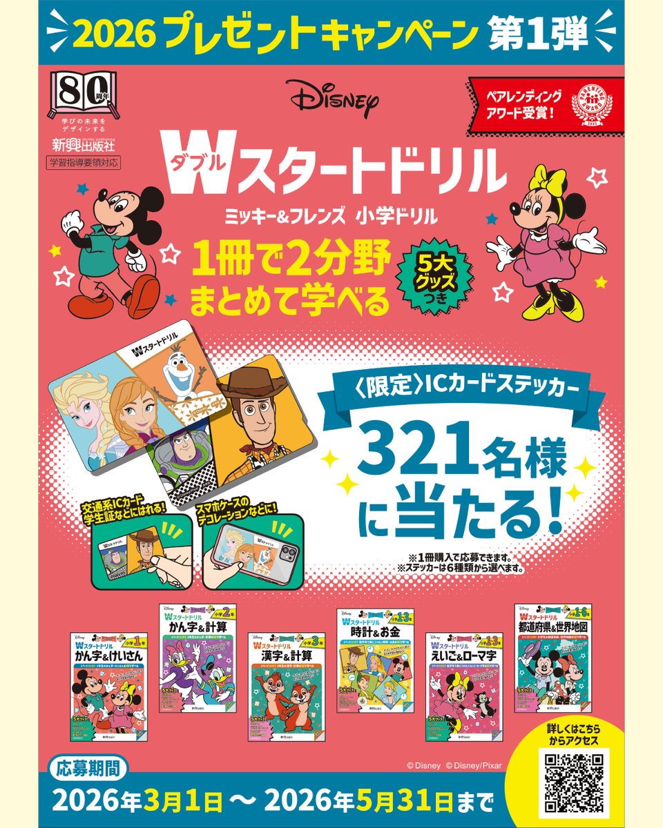 ディズニーキャラクターのICカードステッカーが 当たる❣ プレゼント