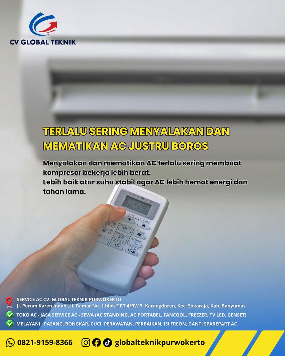 Globalteknikpwt's tweet image. SERVICE AC PURWOKERTO 082191598366
#serviceac #serviceacpurwokerto #serviceacbanyumas
#serviceacsokaraja #tambahfreonpurwokerto