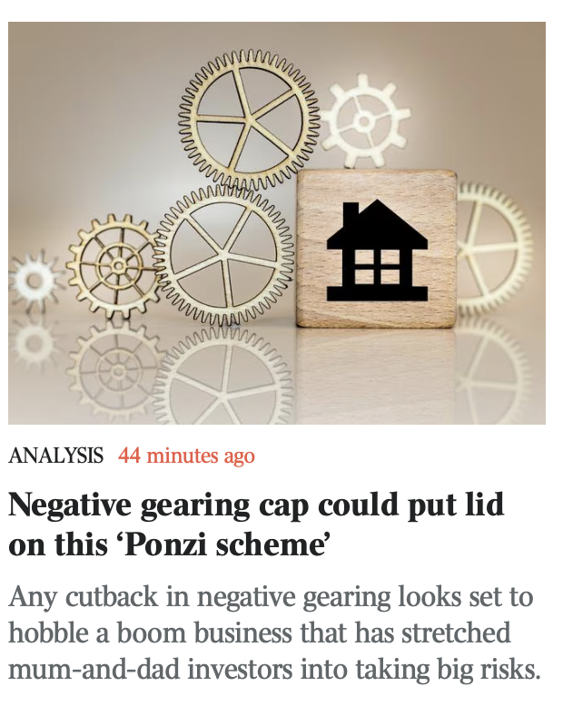 Awesome that the Australian called it for what it is, a Ponzi scheme 1/2 #ausbiz #housing