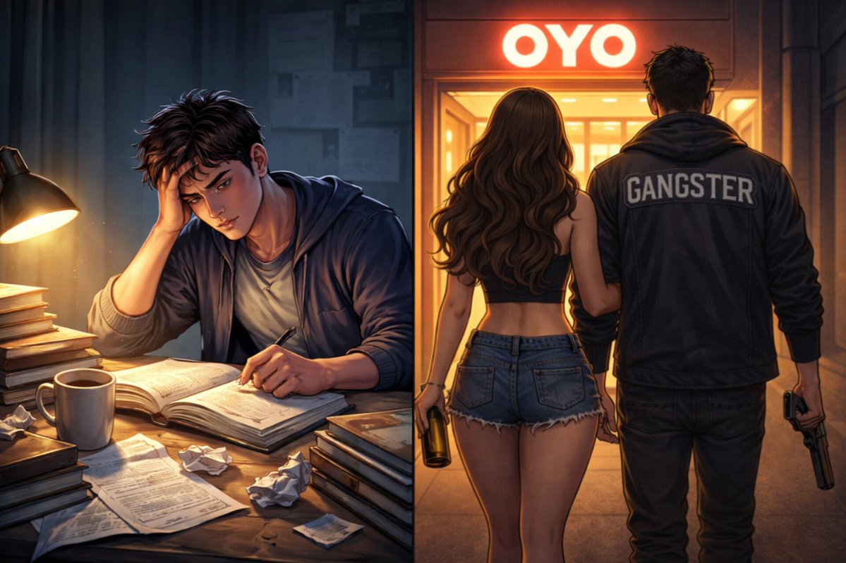 > You study and work hard for years
> Finally get a job

While she

> Has sex with her criminal lover
> Maybe had an abortion

Later

> Hides her past
> Leaves her lover
> Marries you

The lover comes for revenge

> Either deletes her
> Deletes you
> Deletes both of you
> Or she