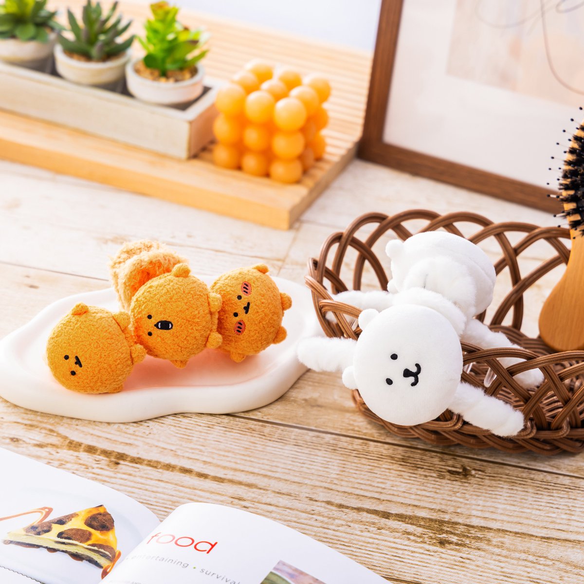 新商品／ 『ぬいぐるみ付きバンスクリップ』 （くま、もぐらコロッケ