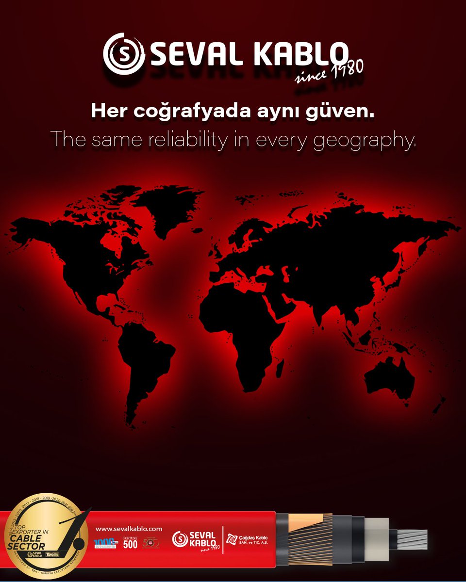 SevalKablo's tweet photo. Her coğrafyada aynı güven. 
Seval Kablo olarak, enerjiyi güvenle geleceğe taşıyoruz.

[EN]
The same reliability in every geography.
At Seval Kablo, we power the future with confidence.

#SevalKablo #Since1980 #GlobalPower #CableSector #EnergySolutions #ElectricalCables https://t.co/cSD657BRQp