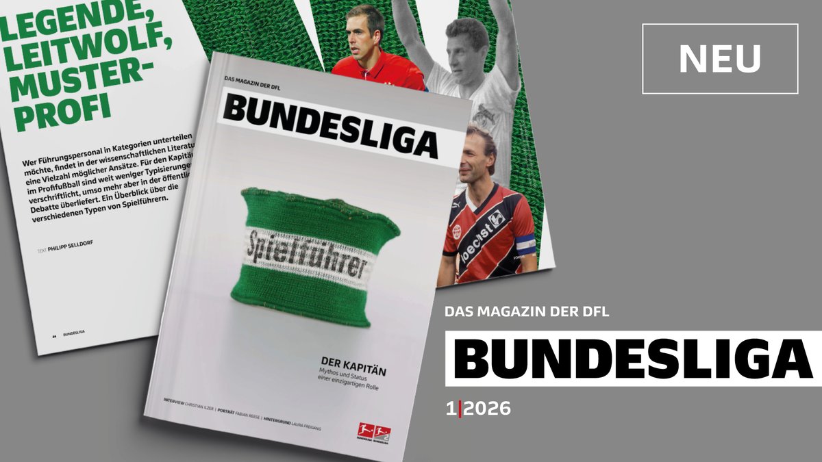 DFL_Official's tweet photo. ©️ Die Rolle des Kapitäns im Fokus
📈 Christian #Ilzer und sein Weg mit der @tsghoffenheim
⚽ Fabian #Reese, Galionsfigur von @HerthaBSC
📸 Laura #Freigang zwischen Spielfeld & Atelier
🧬 Die neue DNA von @s04
Jetzt in Ausgabe 1|26 von #BUNDESLIGA 📖
➡️ https://t.co/kPmzyvkZ44 https://t.co/ygUB2w6bMc