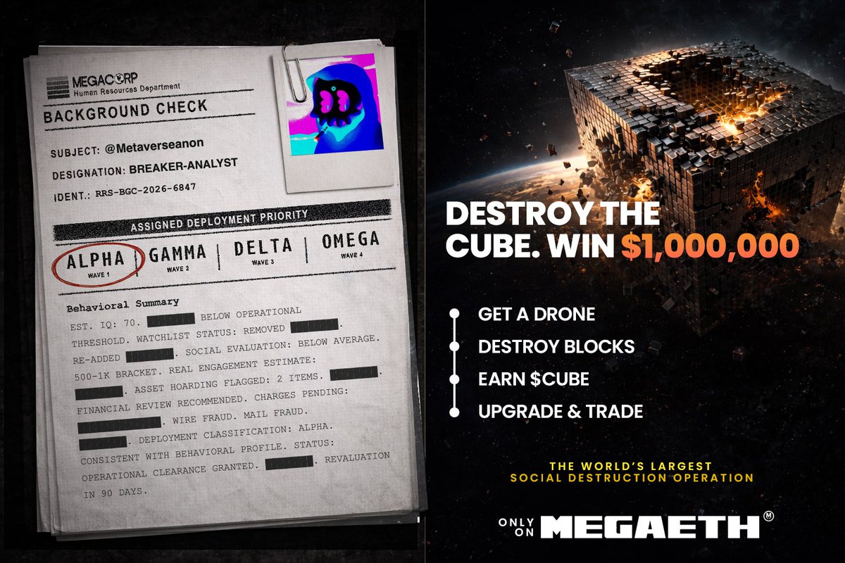 They scanned my entire on-chain history. I passed. Wave 1 clearance. @megacorphq

megacorp.global/rrs/intake/ear…