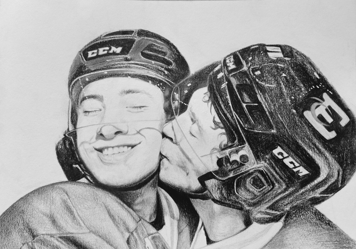 Pencil drawing of Shane Hollander and Ilya Rozanov from Heated Rivalry ❤️

#heatedrivalry #HudsonWilliams #ConnorStorrie #NeverDrawingHelmetsAgain