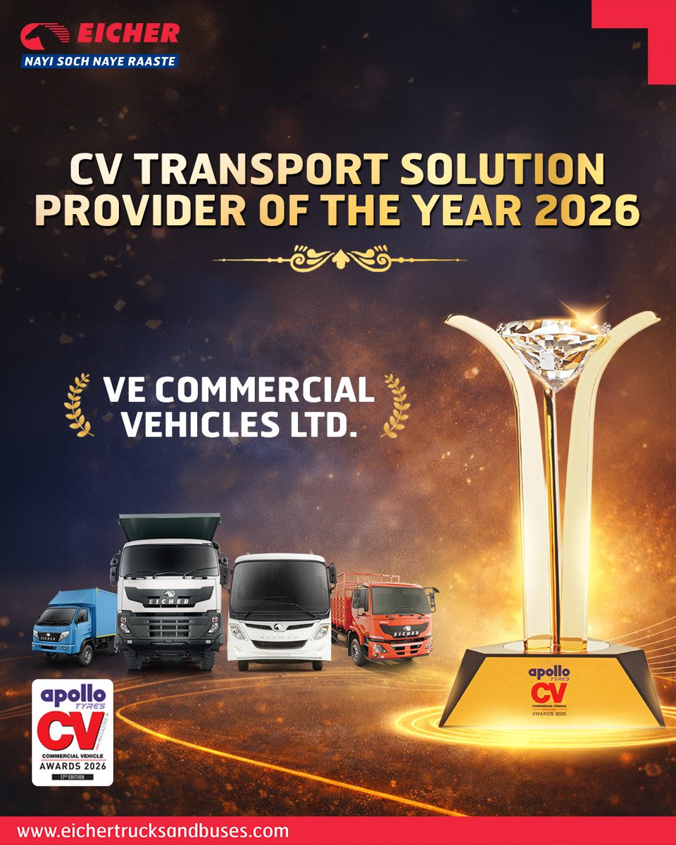 ETBIndia's tweet image. Beyond just vehicles, we move the nation. 
#EicherTrucksAndBuses has been recognized as the CV #TransportSolutions Provider of the Year. From integrated tech to 24/7 support, we are committed to delivering excellence that keeps India moving forward. 🇮🇳

#PartnerInProgress