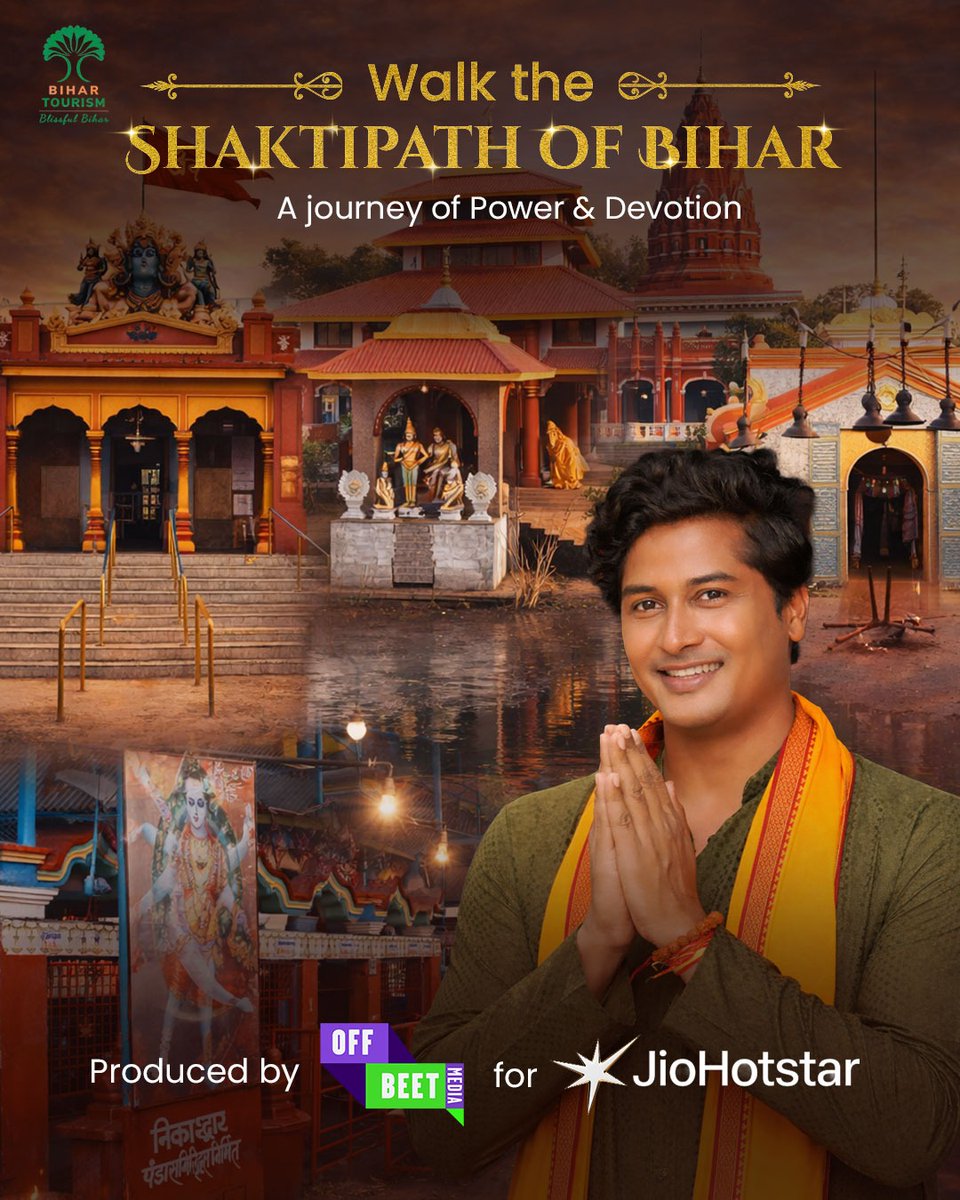 OffbeetMediaG's tweet photo. Bihar Shaktipath is a thoughtfully curated spiritual series Hosted by Chandan Roy and Produced by Offbeet Media Group for Jiostar.

#jiohotstar  #bihartourism #shaktipath #OffbeetMediaGroup https://t.co/EZ7YTiT7sR