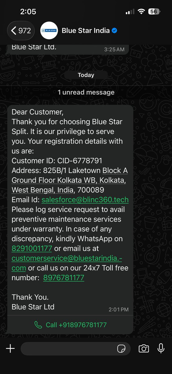 sbanerjee2204's tweet photo. @BlueStarCare Just got this message. The email I’d mentioned here is wrong. Kindly help to address the rusting issue. https://t.co/XljUCqZwHq