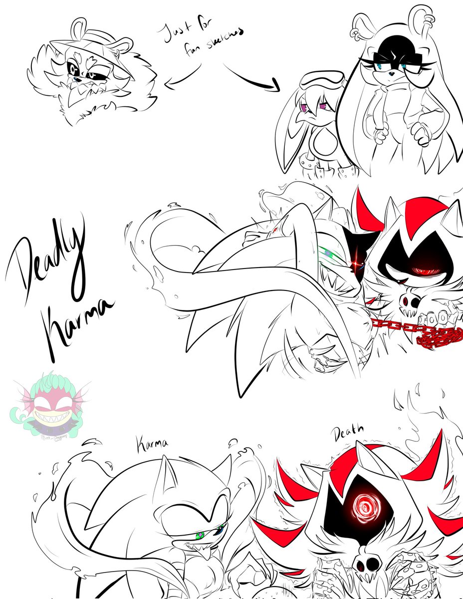 Rae_Dragoon's tweet photo. Deadly Karma Sketch
Meet the gods Karma and Death. They are gonna have fun with all of us. I might do something special with this story and my patreon members. If people care to share their karma came for them story. 
#SonicTheHedgehog  #sonadow #ShadowTheHedgehog #death #karma https://t.co/Qr2Tt5zOvd