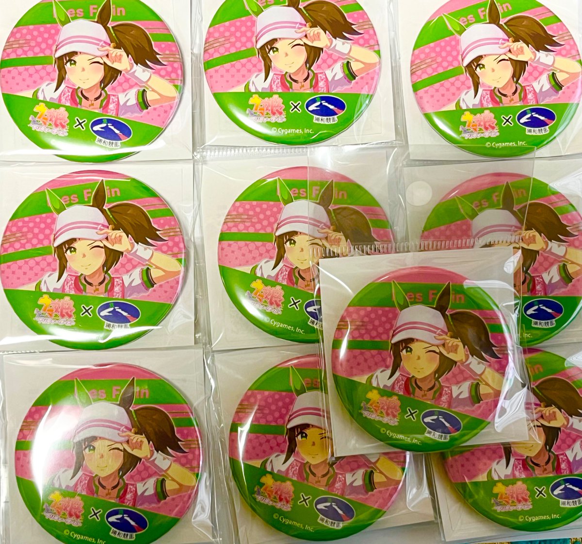 浦和競馬場で買ったものその4 同じくアイネスちゃんの缶バッジも前の