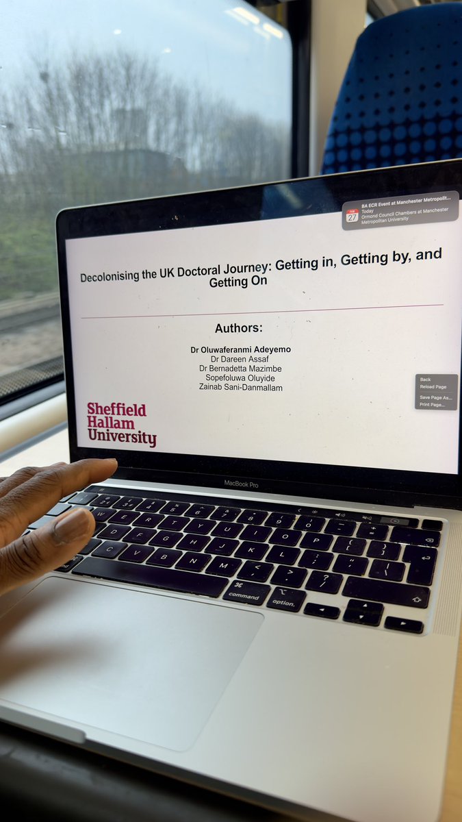 FeranmiFerary's tweet photo. Off to The Manchester Metropolitan University @ManMetUni for The British Academy @BritishAcademy_ Early Career Researcher Network (BA ECRN) and the Black Researcher Consortium (BRC) in-person event. 

I’d also be making my first presentation for the year at the event, drawing insights from our recently published book-chapter on “Decolonising the UK Doctoral Journey” on behalf of my co-authors.

I look forward to learning more about the BRC and its mission to transform research inclusivity as well as connecting with peers as we share our lived experiences as black academics in the UK academia. 

P.S:  access the book chapter (and the whole book)👇 

https://t.co/AfdChnunPF