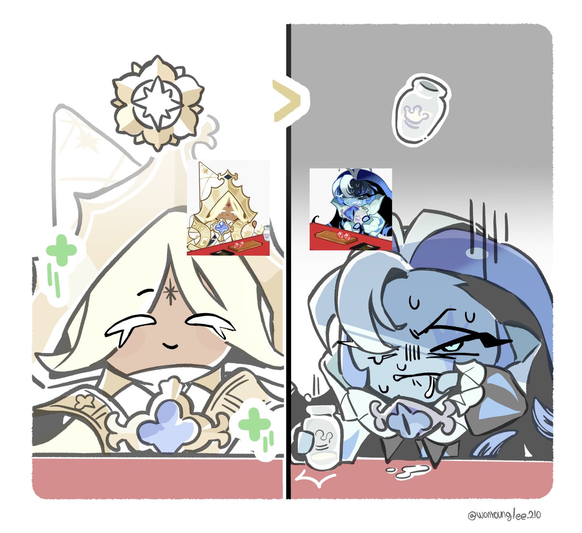 커미션 하느라 이제 봤어요ㅠ
치유 마법이랑 우유랑 같냐고🥲