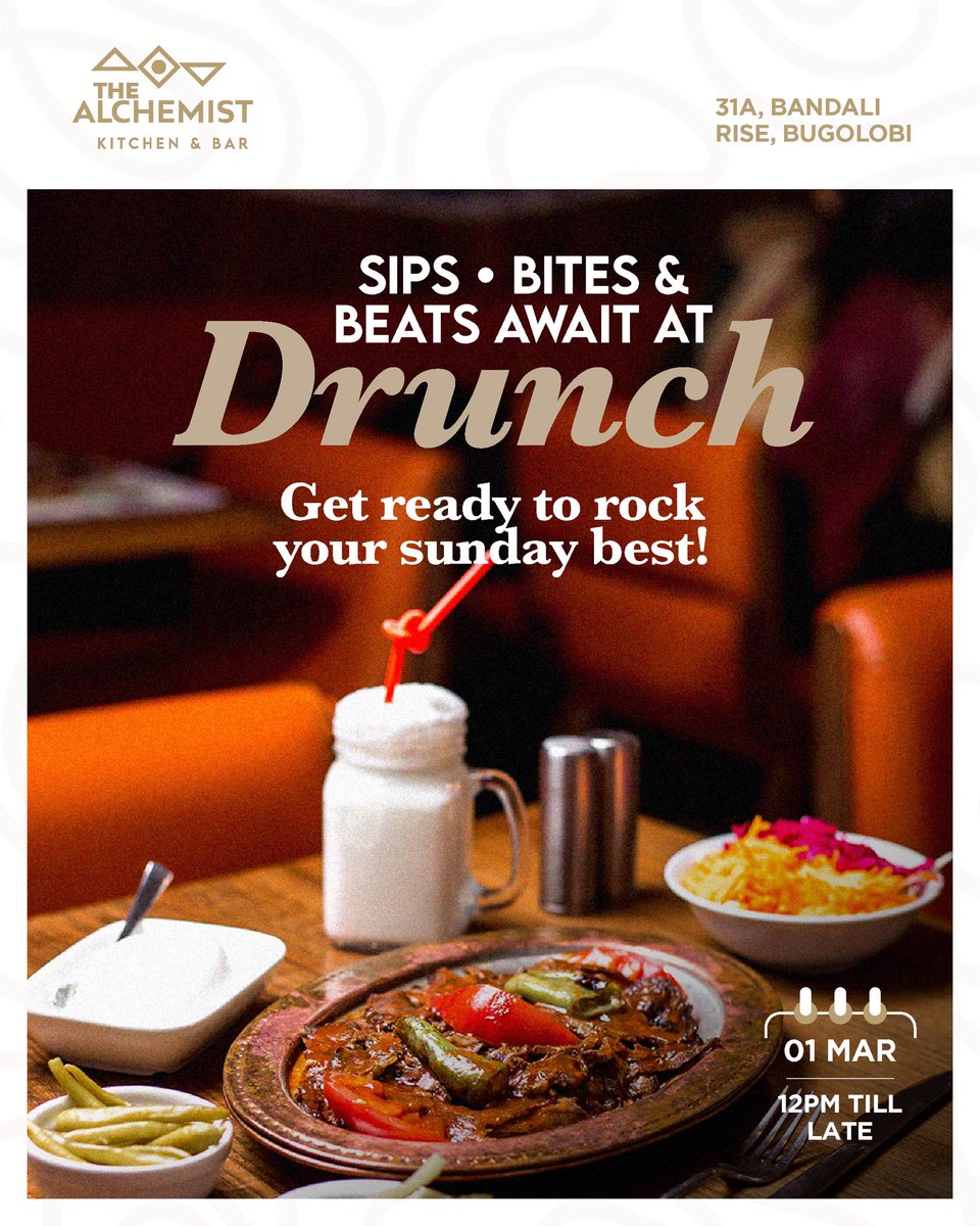 thealchemistkla's tweet photo. 1 day left to get your fits ready for the best vibes in Kampala. #Drunch
For Reservations: 0777194006 https://t.co/ZVWlMfxFKO