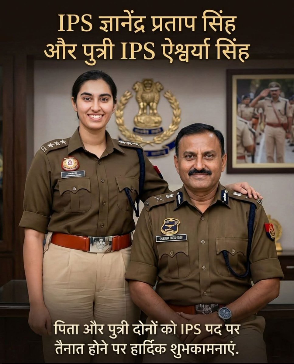 IPS ज्ञानेंद्र प्रताप सिंह और पुत्री IPS ऐश्वर्यासिंह
पिता और पुत्री दोनों को IPS पद पर तैनात होने पर हार्दिक शुभकामनाएं।
सवर्ण समाज पिता - पुत्री को बधाई नहीं दोगे?