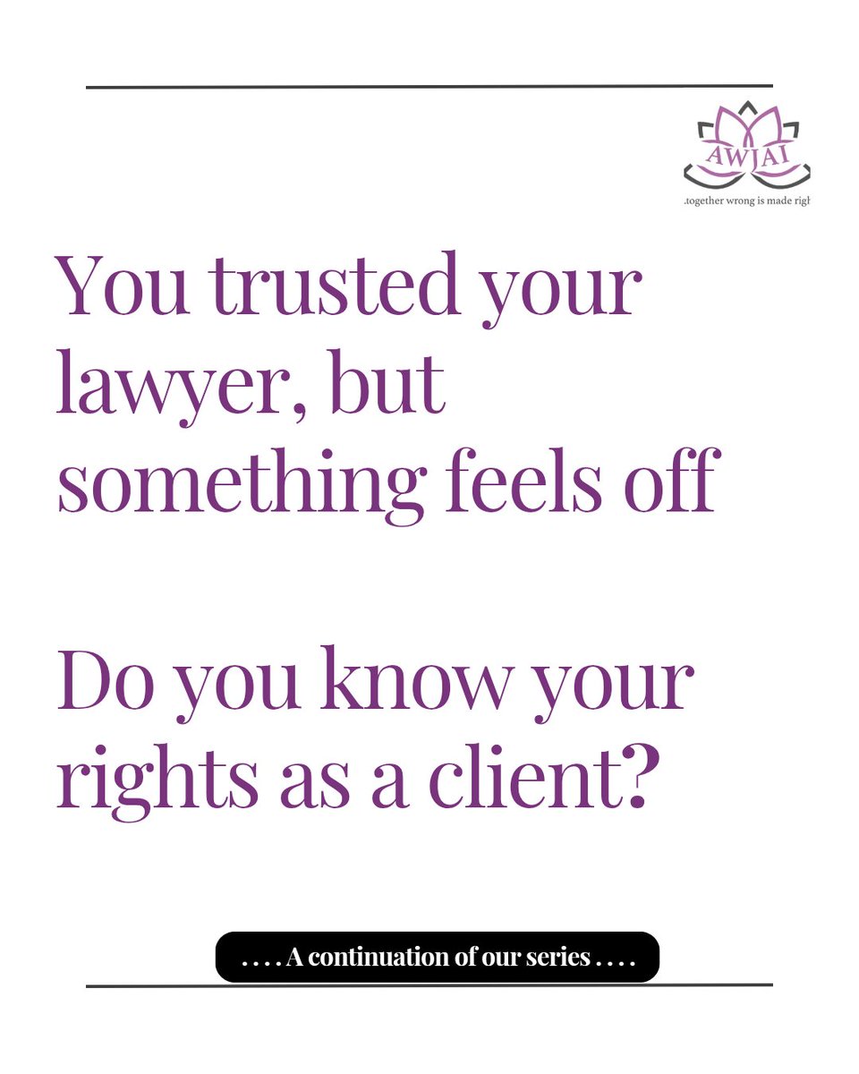 When Something Feels Off: Know Your Rights as a Client  

Many people trust their lawyers and expect their cases to be handled with care, professionalism and honesty.  

But we often hear from individuals who feel let down. 
No updates. 
Unclear fees. 
Delays without explanation.