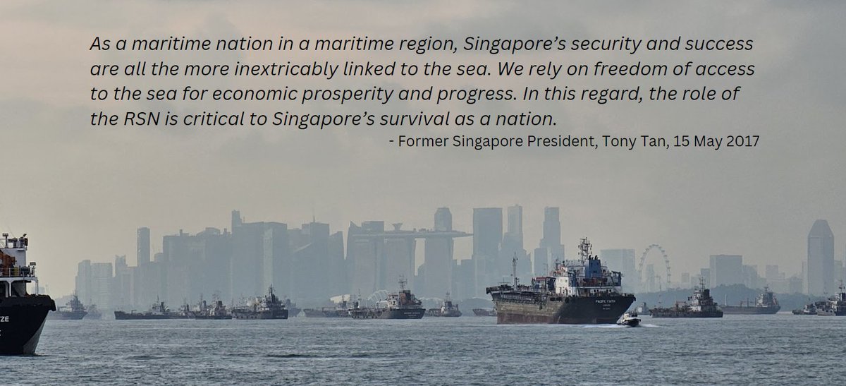 supbrow's tweet photo. Interesting to ponder on Singapore's defense strategy and layered defence system.
For an island city-state and #MaritimeNation, existentially dependent on freedom of access to the sea, but equally facing critical threats that may come from the sea, the implementstion of the strategy starts with early warning of maritime threats.