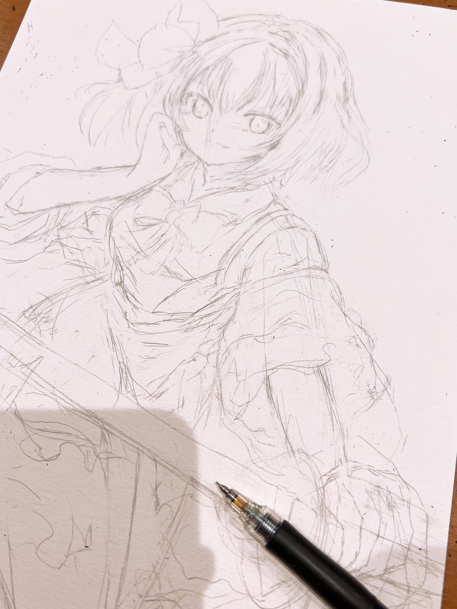 wip 思ったより時間かかりそうです #イラスト #アナログ絵