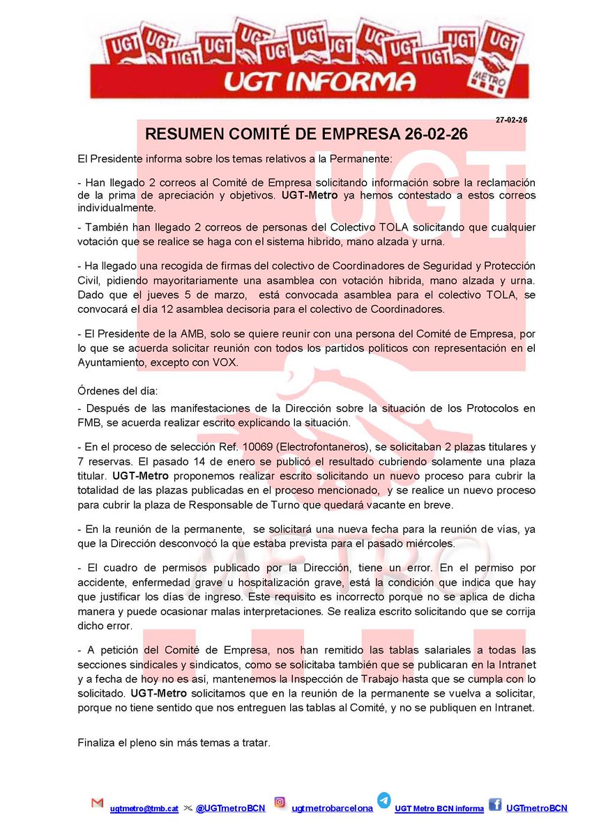 UGT Metro Barcelona tweet media