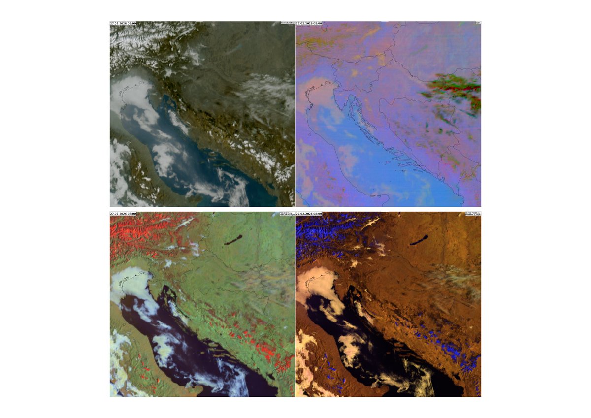 DHMZ_HR's tweet photo. Magla jutros po Jadranu u različitim kompozitima novog MTG satelita. U ovo doba godine na moru je čak češća pojava nego na kopnu, a bit će je i u nastavku tjedna, štoviše još i rasprostranjenije. Oprez u plovidbi! Više u prognozi na https://t.co/7tElXxnRUV.

#magla #prognoza #MTG https://t.co/O7Dyua6WCs