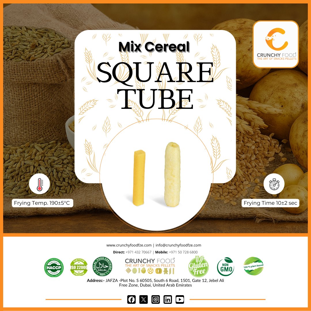 CrunchyFoodFze's tweet photo. 🔲 Designed Different, Crafted Better!

Mix Cereal square tube #snackpellets from @CrunchyFoodFze give modern snack makers structure, crunch &amp; dependability. They make amazing food shapes using cutting-edge European technology.

https://t.co/EWCQohTd0m

#mixcerealsquaretube https://t.co/UhQMs8Z67M