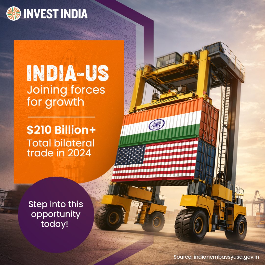 investindia's tweet image. As India’s largest trading partner in 2024–25, the #US continues to play a key role in the strong and evolving trade relationship, promoting mutual development.

Ready to explore new opportunities? Visit: tinyurl.com/II-Home

#InvestInIndia #IndiaUSRelations @USAmbIndia