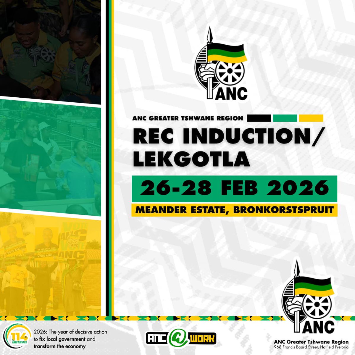 HAPPENING NOW: ANC Greater Tshwane Region holds its REC Induction. #LetsDoMoreTogether.
