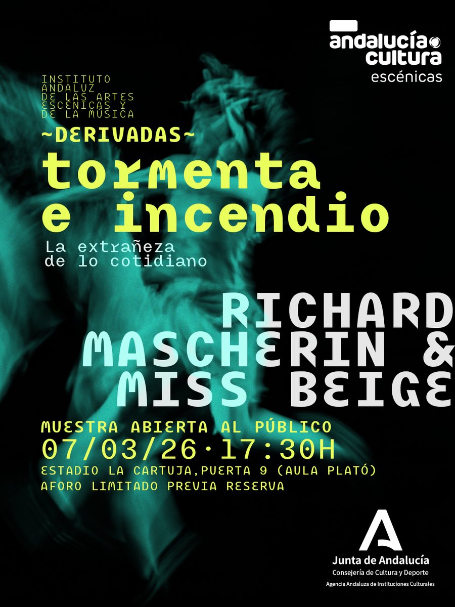 CulturaCuenta's tweet photo. #Derivadas Muestra abierta al público de Richard Mascherin &amp; Miss Beige en el Centro de Creación Coreográfica de Andalucía #EstadioLaCartuja #Sevilla 

📌 7 MARZO, 17:30h

👇Reserva de entradas
https://t.co/33owAlcREk

@CulturaAND @JuntaSevilla @SevillaOcio @susyqdanza https://t.co/sN20qdIFhi