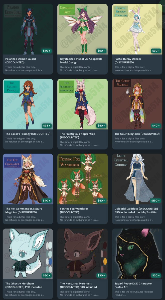 dezzy514's tweet photo. 💫 Discounted Design Adopts 💫

I'm discounting a bunch adopts due to needing emergency funds for electric &amp; phone bill
All adopts are one of a kind and can be found on KoFi 
They can be used personally &amp; for streaming purposes
Much appreciation for any shares/purchases/donations https://t.co/TtoDYk9RFE