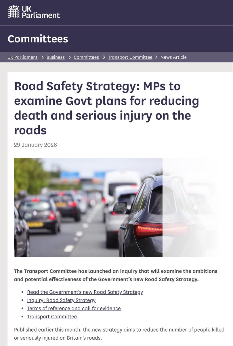 ian_m_greenwood's tweet image. Time is running out on the @TransportCttee @RuthCadbury call for evidence on the new Road Safety Strategy.

Share your views here ⬇️

committees.parliament.uk/work/9563/road…

#StopRoadDeath #TalkAboutRoadDeath #VisionZero 

@Katie_Lam_MP @alexlmayer @larry_turner @JacobCollierMP @elsieblundell