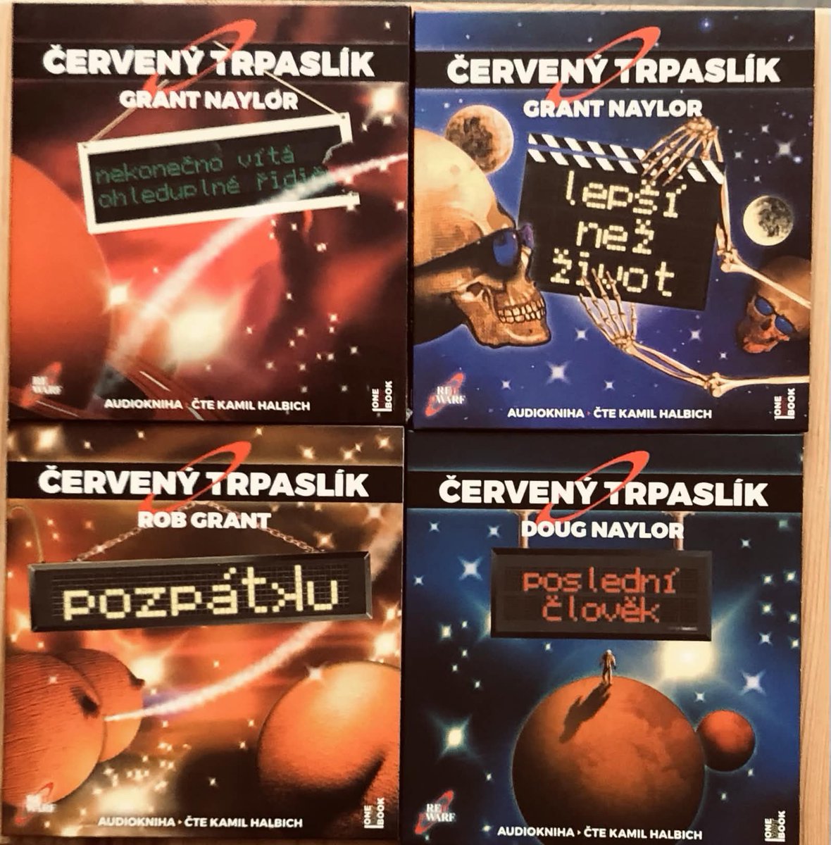 Gopeith's tweet photo. I’ve never read any books by Rob Grant in the original English, but I really enjoy the Czech audiobooks narrated by Kamil Halbich. He also dubbed Rimmer in the TV show, which makes his narration even better. https://t.co/bJggj1tYus