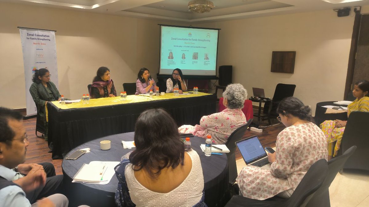 IACN6's tweet photo. 🧵 LIVE from the North Zone Consultation on Family Strengthening:
Today’s panel focused on strengthening linkages between the Juvenile Justice (JJ) system and community-based responses to better safeguard children and families.
#NorthZoneConsultation #FamilyStrengthening https://t.co/AWKFIzToVw