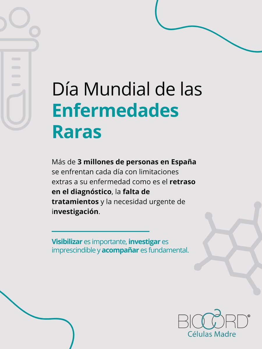 Mañana se celebra el Día Mundial de las #EnfermedadesRaras 

Visibilizar es importante 🔍 investigar es imprescindible 🧪 y acompañar es fundamental 🫶

#rarediseases <a href="/FEDER_ONG/">FEDER | Enfermedades Raras</a>