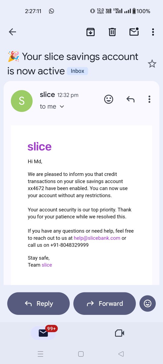 hackstarriya's tweet photo. @slice_cares  Thank You, My Account got Unfreeze now, Thanks for helping out https://t.co/csNQblDUDI