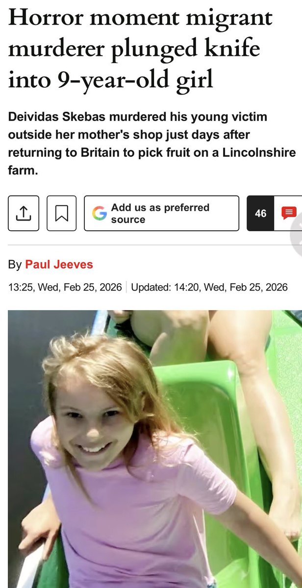 🚨🇬🇧 “Migrant Murderer plunges Knife into 9-year-old Girl”

How many more innocent Children must die?