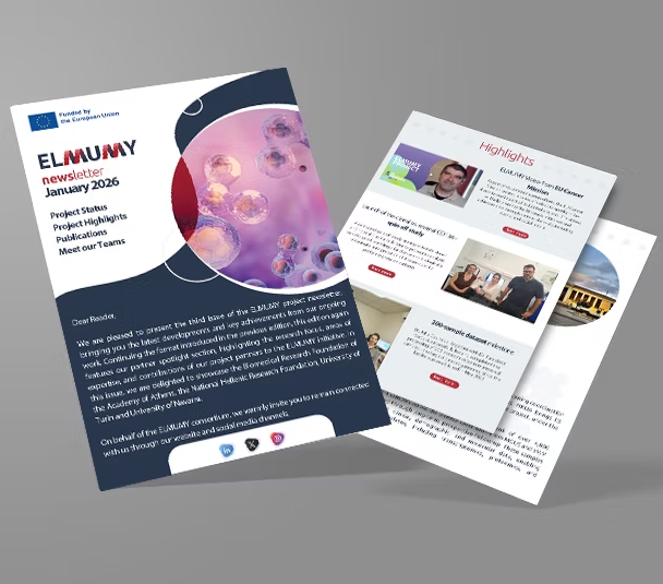 ELMUMYproject's tweet photo. 🗞️ It's released! 
The latest ELMUMY Newsletter is out now, featuring key updates on our mission and latest news!

🔗https://t.co/cqx6dJ5q0X

#MissionCancer #ResearchInnovation #HorizonEurope #Collaboration #EUfunding https://t.co/gLs8lgZRvg