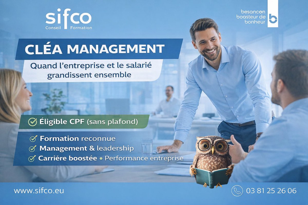 SifcoFormation's tweet photo. 🚀 Réforme CPF : des plafonds… sauf pour CléA Management 🎯

✔️ 100% finançable CPF
✔️ Reconnu par les branches pro
✔️ Tous niveaux

🏢 Entreprises plus performantes
👩‍💼 Salariés valorisés

Le management fait la différence.
📩 Contactez-nous ! 

#CPF #Management https://t.co/kxYuEY5gSK